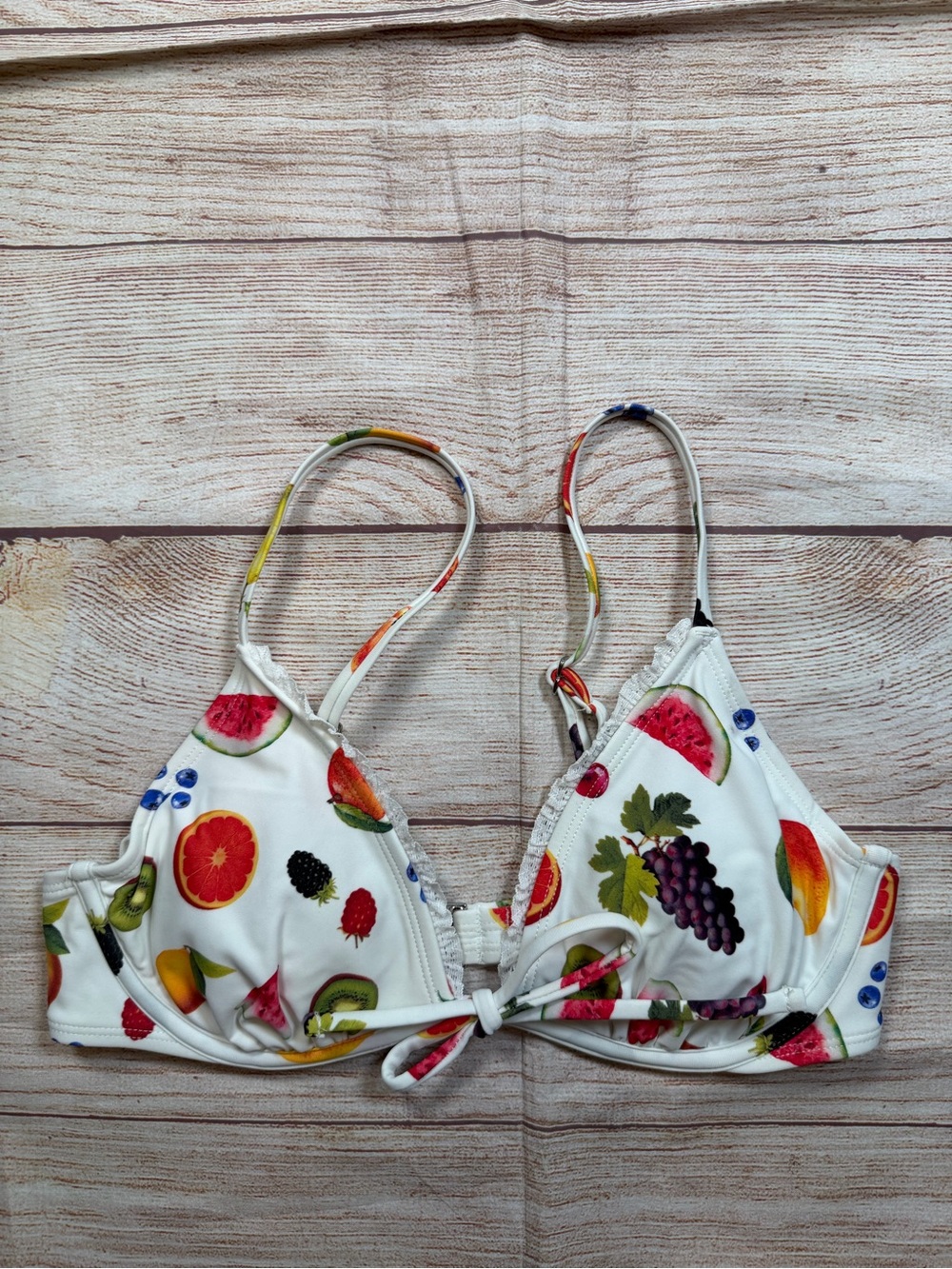 wild fable White Fruit Print Bikini Top with Multicolor Fruit Motif